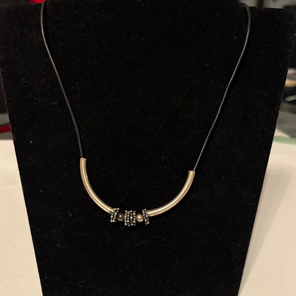 Chic Silver and Black Necklace 925 Sterling Silver